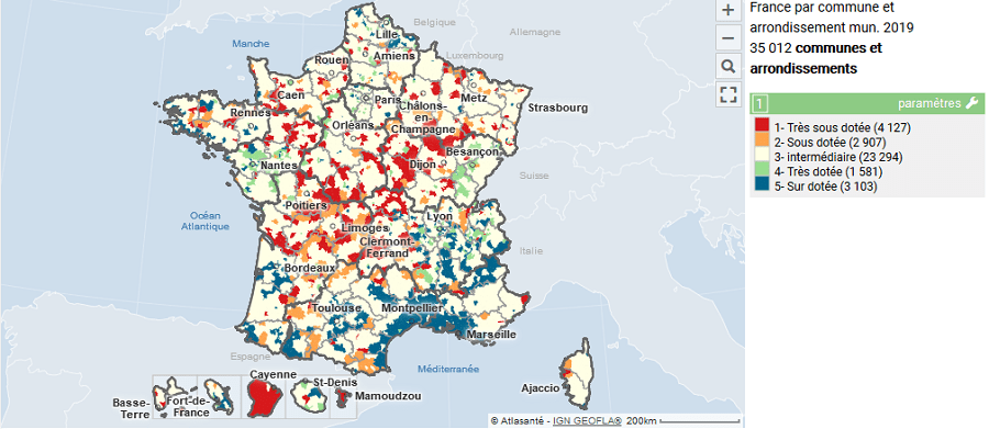 Carte zonage infirmiers libéraux en France