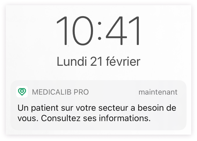 Notification contenant la demande de soins